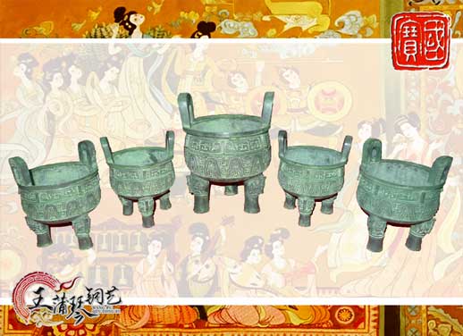 銅鼎，銅五鼎，中國鼎，佛像用鼎